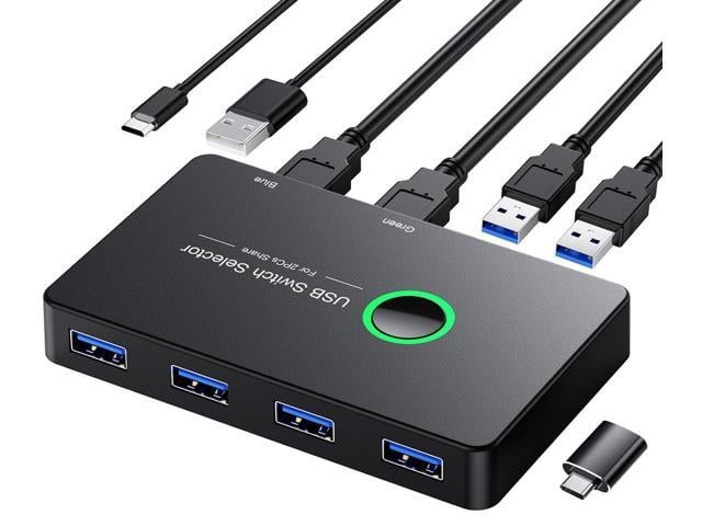 KEHIPI USB 3.0 Switch, USB Switcher 2 Computers Share 4 USB for PC Mouse Keyboard Printer Scanner, USB KVM Switch Selector Compatible with Windows,...