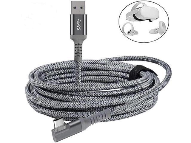 20ft /6M Nylon Braided VR Link Cable for Oculus Quest 2 and PC/Steam VR Quest VR Headset, Right-Angled 90 Degree USB A to USB C 5Gbps High Speed...