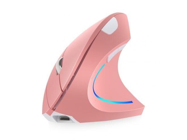 Ergonomic Vertical Mouse Wireless Rechargeable Gaming Computer Mice 2400 DPI USB Optical 5D Pink Mause With RGB Light For Gamer