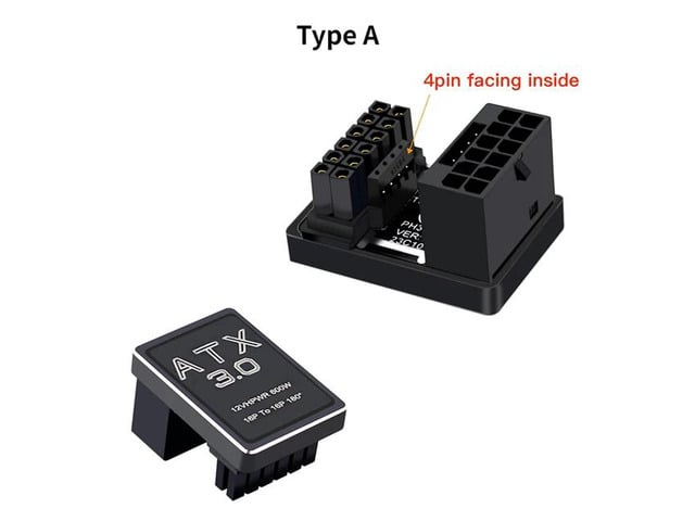 HP PCIe5.0 Graphics Card ATX3.0 Power Adapter 12VHPWR 12+4 16Pin 600W Power Supply Adapter Male To Female 180 Degree Turn Connector(Black TYPE A)