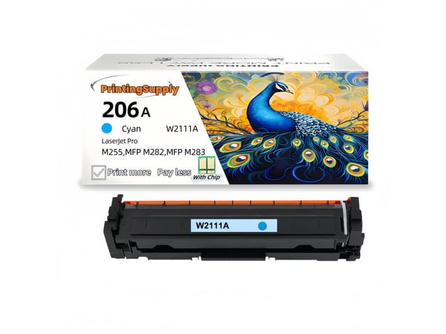 HP New Cyan Toner Cartridge With Chip Compatible With HP 206A W2111A For Use With HP Color LaserJet Pro M255dw M255nw MFP M282nw 283fdn 283cdw 283fd