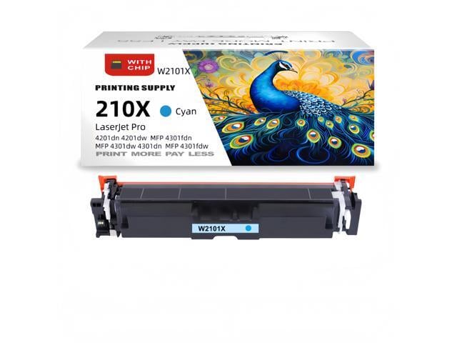 HP New High-Yield Cyan Toner Cartridge With Chip For HP 210X W2101X Compatible For Use With HP Color LaserJet Pro 4201dn 4201dw 4301fdn 4301fdw