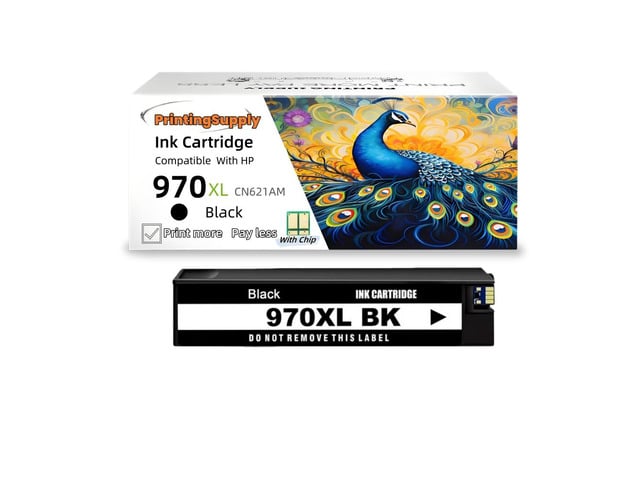 HP 1 Pack 970XL BK Ink Cartridge Replacement for HP 971 XL Ink Tank for Officejet Pro X451dw X451dn X476dw X476dn X576dw X551dw Printers Ink