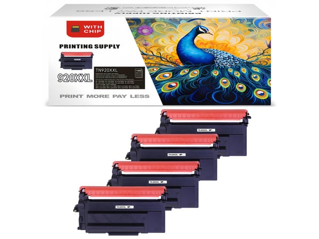 Brother 4 PK Compatible TN920XXL Black Toner Cartridge for Brother TN920 TN920XL TN920XXL TN920UXXL HL-L6210DW HL-L6210DWT HL-L5210DN HL-L5210DW...