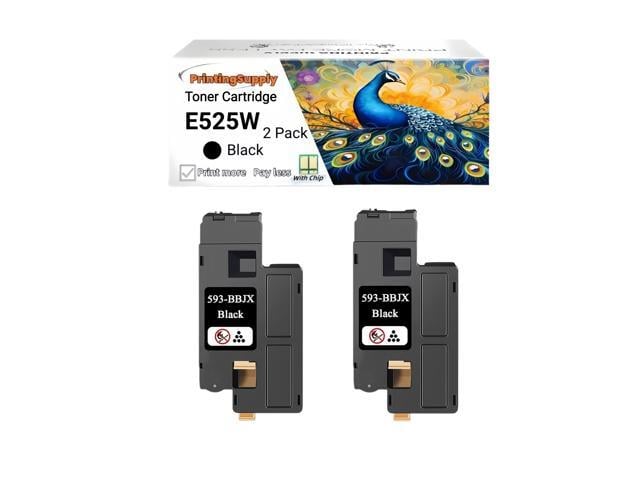 Dell 2 PK E525W Black Toner Cartridge Compatible for Dell 593-BBJX 593-BBJU 593-BBJV 593-BBJW E525W E525 525
