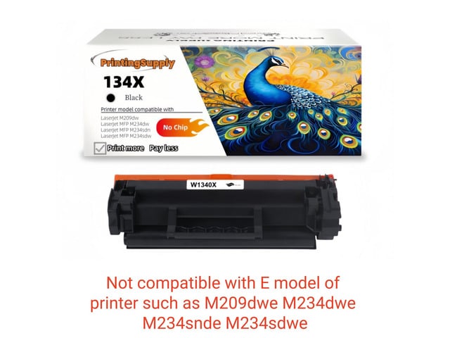 HP 134X Compatible Toner Cartridge Replacement for HP 134X W1340X *No Chip* Black, High-Yield Print, Works with HP LaserJet M209dw MFP M234dw...