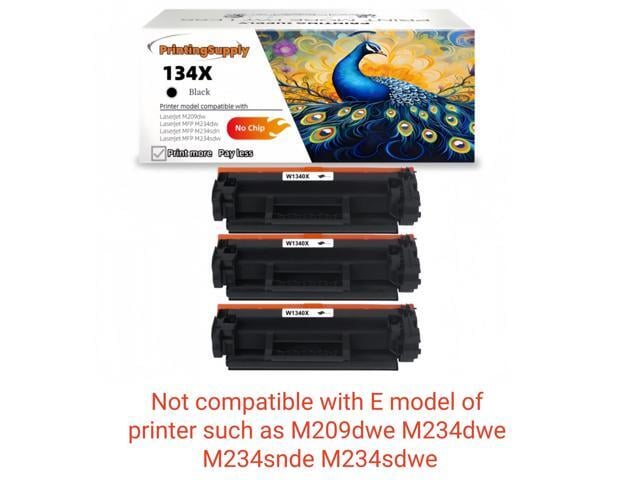 HP 3 Pack 134X Compatible Toner Cartridge Replacement for HP 134X W1340X *No Chip* Black, High-Yield Print, Works with HP LaserJet M209dw MFP M234dw...