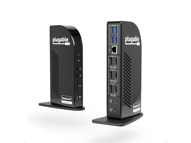 Plugable 4K Docking Station Triple Monitor with 100W Power Delivery, USB-C Dock for Thunderbolt and USB-C Windows and Mac M1 M2 M3, Driver Required...