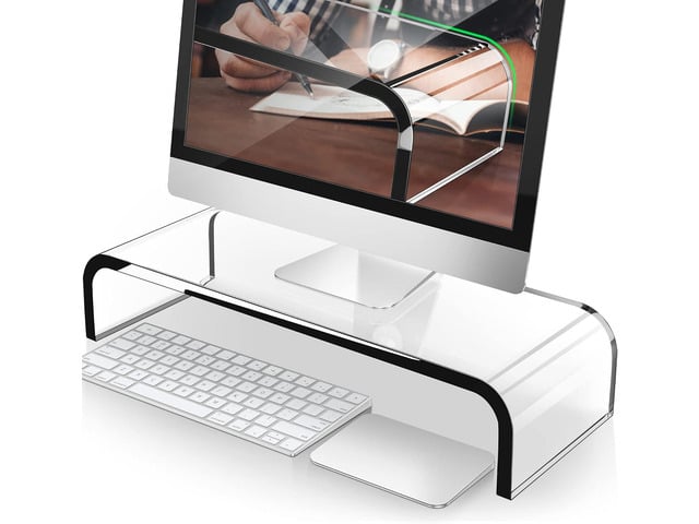 AboveTEK Acrylic Monitor Stand, Premium Large Monitor Riser 20 inch, Crystal Clear Acrylic Computer Stand Laptop Desk Stand for Home Office Printer...