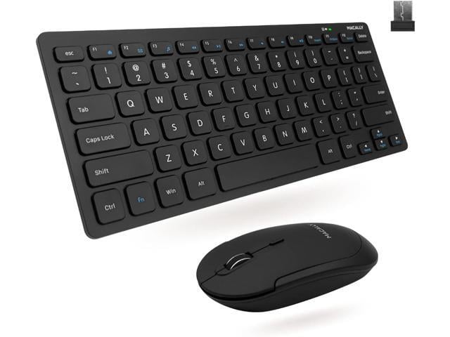 Macally Small Wireless Keyboard and Mouse Combo - Quiet Productivity Duo - 2.4G Wireless Keyboard Mouse for PC - 78 Key Mini Keyboard and Mouse...