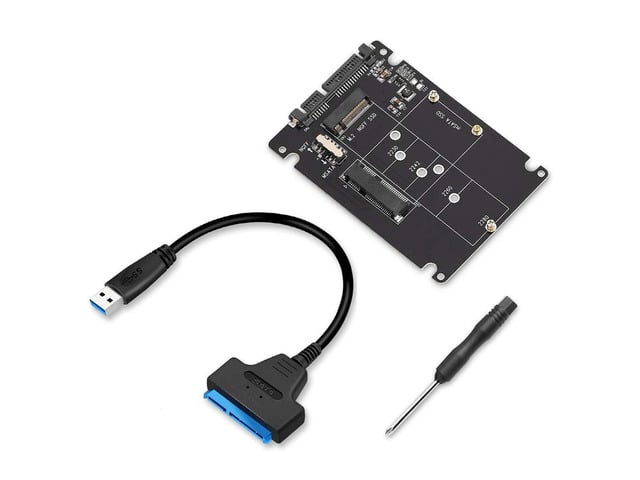 M.2 NGFF or MSATA to SATA 3.0 Adapter USB 3.0 to 2.5 SATA Hard Disk 2 in 1 Converter Reader Card with Cable for PC Laptop