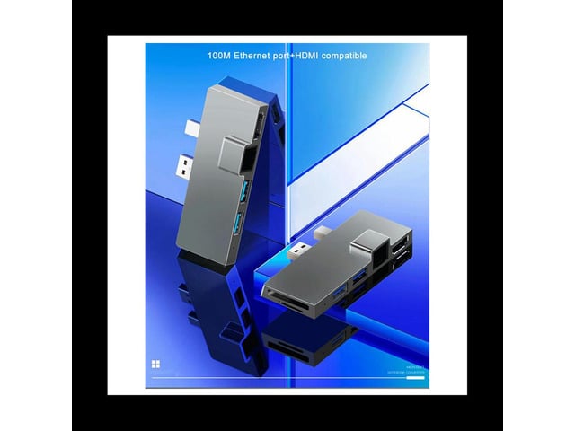 Microsoft USB3.1 USB-C Hub Docking Station Gen1 4K HDMI-Compatible SD/TF Card Reader RJ45 6In1 Converter for Microsoft Surface(B)