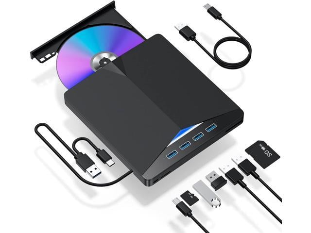 External CD/DVD Drive for Laptop, 7 in 1 USB 3.0 DVD Player Portable CD/DVD Burner, CD ROM External DVD Drive for Laptop Compatible with Laptop...