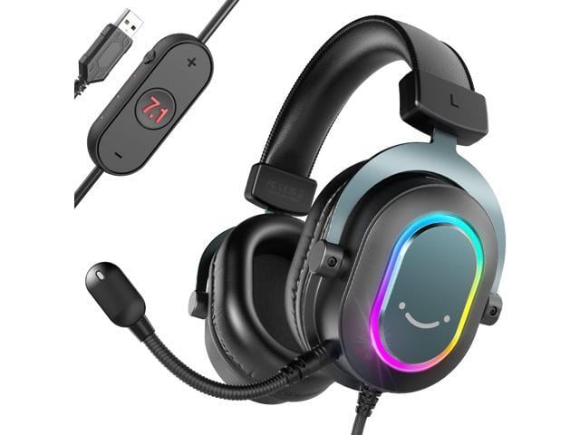 FIFINE Gaming Headset for PC-Wired Headphones with Microphone-7.1 Surround Sound Computer USB Headset for Laptop, Streaming Headphones on PS4/PS5,...