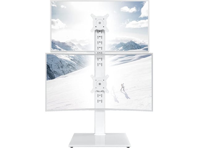 Dual Monitor Stand - Vertical Stack Screen Free-Standing Monitor Riser Fits Two 13 to 34 Inch Screen with Swivel, Tilt, Height Adjustable, Holds...