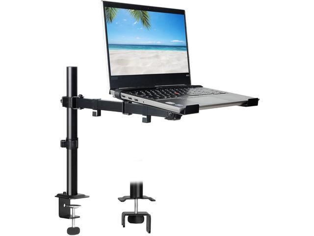 UPGRAVITY Black Laptop Desk Mount for 17 inch Notebook or 14-32 Monitor Single Laptop Stand Arm with Vented Tray Holds up to 17.6 lbs, Fully...