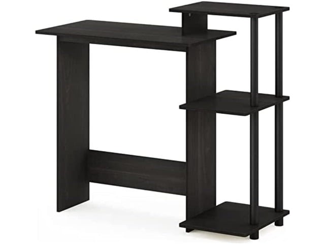 Furinno Efficient Home Laptop Notebook Computer Desk with Square Shelves, Espresso/Black