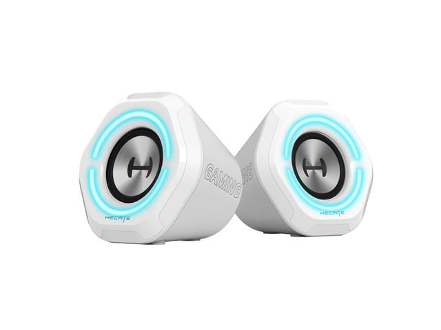 Hecate by Edifier G1000 RGB Gaming 2.0 Speakers for desktop, USB, Aux & Bluetooth 5.3 inputs, USB powered White