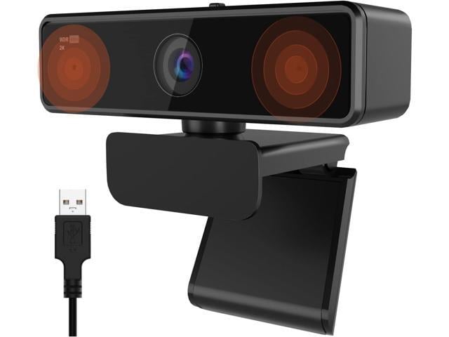 2K Webcam with Microphone, 1080P/60fps, 1440P/30fps, Dual Microphone with Privacy Cover, Wide-Angle USB FHD Web Computer Camera, Plug and Play, for...