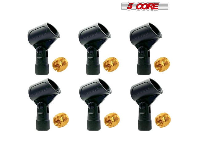 5 Core Microphone Clip Holder 6 Pieces with Screw Adapters 5/8 to 3/8 Inch - MC 07 6PCS