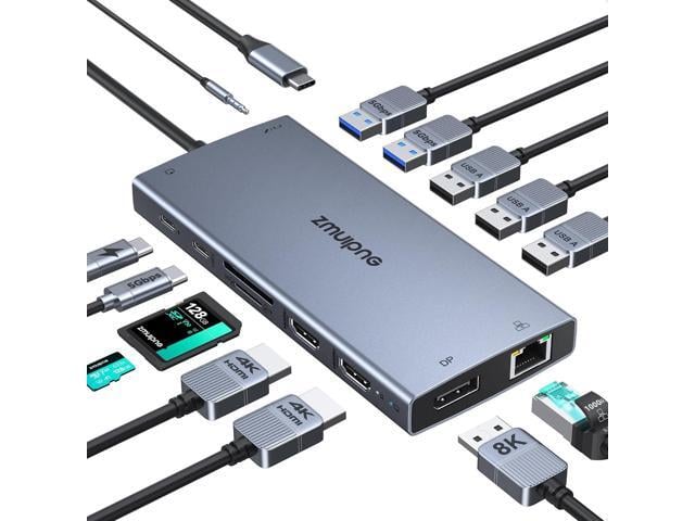 HP USB C Laptop Docking Station with 2 HDMI 4K@60Hz+DP 8K@30Hz for HP Thinkpad Surface, 15 in 1 USB C Hub Triple Display Multiple Adapter, Dongle...