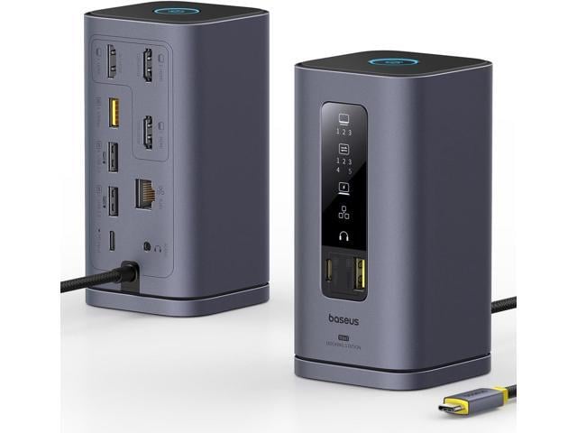 Baseus SpaceMate(MAC) Docking Station, USB C Docking Station 3 Monitors with 4K HDMI, 10Gbps USB Ports, 100W PD, Gigabit Ethernet, Audio, Laptop...