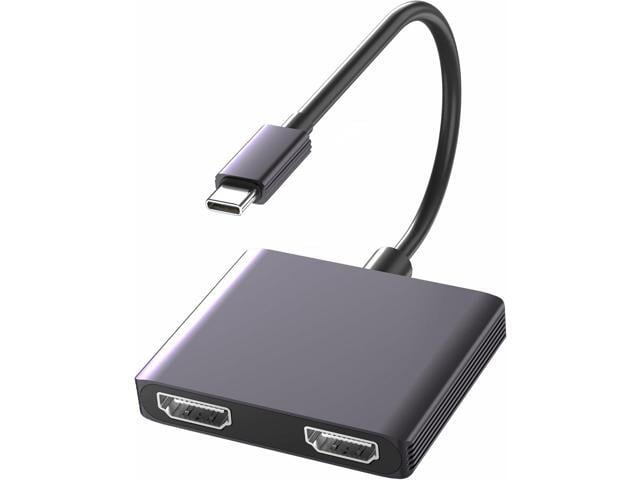 USB C to Dual HDMI Adapter for 2 Monitors, HDMI Splitter, Docking Station, Laptop Connected to Two Monitors, Extended Display (Only Support Windows)