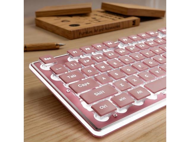 EWEADN GX710S Backlit Computer Keyboards, Wired USB Keyboard with White Backlit, Metal Panel, Plug and Play, Pudding Keycaps Full Size Quite...