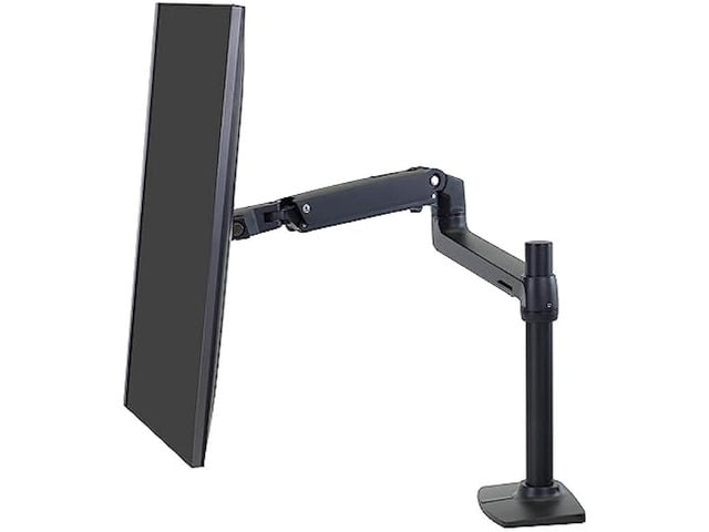 Ergotron LX Premium Single Monitor Arm, VESA Desk Mount for Monitors Up to 34 Inches, 7 to 25 lbs Tall Pole, Matte Black