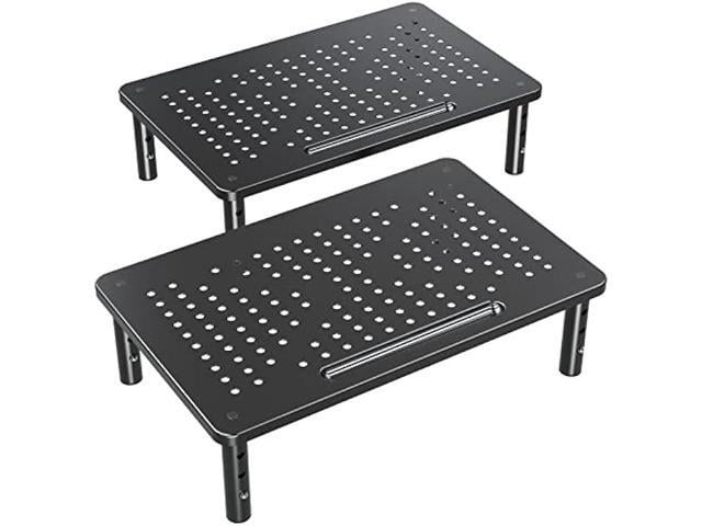 ELIVED 2 Pack Monitor Stand Riser - 3 Height Adjustable Monitor Stand for Laptop, Computer, PC, Printer, Mesh Metal Monitor Riser for Desktop...
