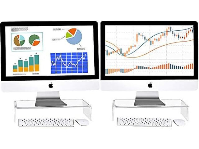 2 Pieces Clear Acrylic Computer Monitor Stand Holder Acrylic Stand Computer Stand Desktop Monitor Riser Stands for Home Office Business Laptop...
