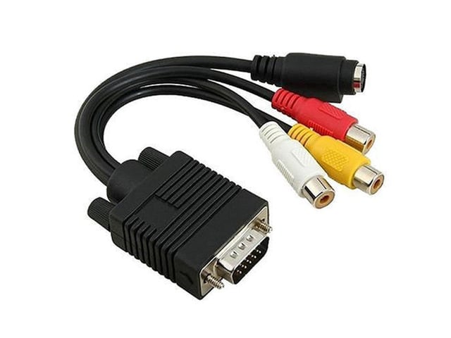 VGA to S-Video 3 RCA Composite AV TV Out Adapter Converter Cable Connectors Accessories for PC Laptop