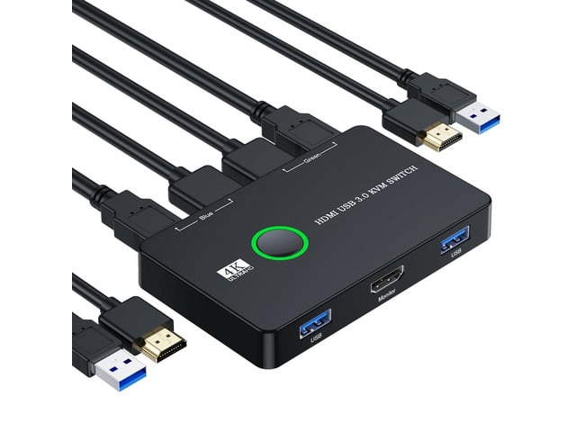 KEHIPIUSB 3.0 Switch for Computers Shares Mouse Keyboard Printer to One HD Monitor, 4K@60 Hz USB and HDMI Switch with 2 HDMI Cables and 2 USB...