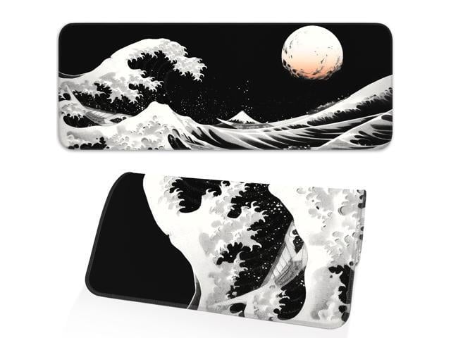 KEHIPI Gaming Mouse Pad, Japanese Mouse Pad, Non-Slip Rubber Base, for Laptop, Office and Home, 31.5x11.8 Inch Desktop Waterproof Desk Pad, Ocean...