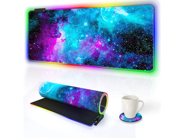 KEHIPI RGB Gaming Mouse Pad Extended, Large Led Mousepads Non-Slip Rubber Base with 14 Lighting Modes, Computer Keyboard Mat Soft Desk pad...