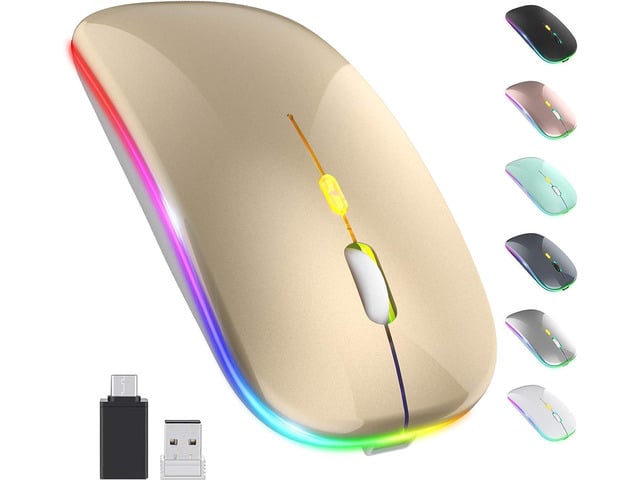 KEHIPIUpgrade LED Wireless Mouse, Slim Silent Mouse 2.4G Portable Mobile Optical Office Mouse with USB & Type-c Receiver, 3 Adjustable DPI Levels...