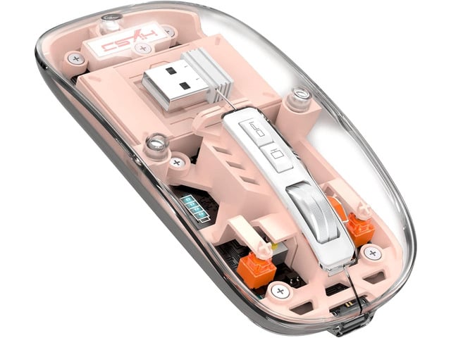 KEHIPI Wireless Bluetooth5.1 & 2.4G Mini Lightweight Mouse,Transparent Clear Cool,Rechargeable Silent Computer Mice,Nano USB C Receiver,LED Battery...