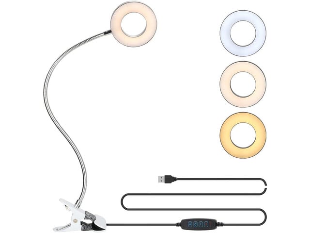 KEHIPI Clip on Desk/Ring Light with Clamp for Video Conference Lighting, Computer Webcam, USB LED Laptop Light for Zoom Meetings Reading with 3...