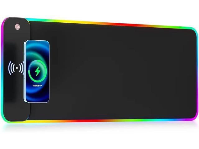 KEHIPI Wireless Charging RGB Gaming Mouse Pad 10W, LED Mouse Mat 800x300x4MM, 10 Light Modes Extra Large Mousepad Non-Slip Rubber Base Computer...