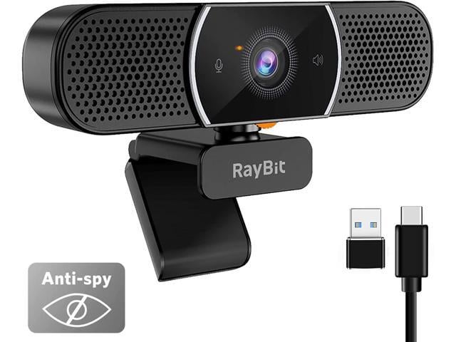 3 in 1 Webcam - 2K HD USB C Webcam with Microphone and Speaker, Stereo Sound & Noise-Cancelling Mics, Privacy Cover, Light Correction, Autofocus...