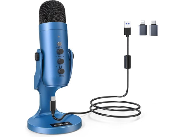 ZealSound USB Microphone,Condenser Gaming Mic for Phone/Laptop/PC/PS4/5/Computer,Microphone with Gain Knob,LED Mute,Monitor Volume Adjustment,Stand...