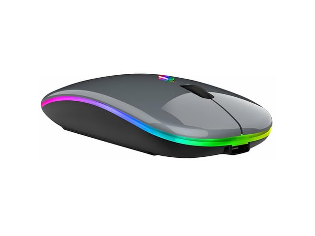 KENRO Wireless RGB Mouse Silent Rechargeable Bluetooth Mouse with LED Backlight for PC & Laptop - Gray - No Size