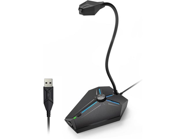 CMTECK USB Computer Microphone, Plug &Play Desktop Omnidirectional Condenser PC Laptop Mic, Mute Button with LED Indicator, Compatible with...