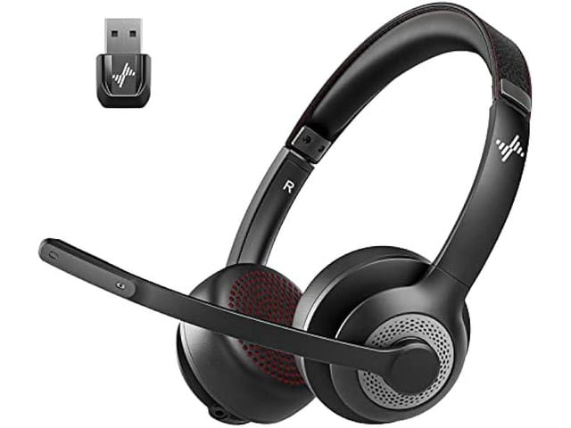 Wireless Headset with Mic for Work, Bluetooth V5.2 Headphones with AI Noise Cancelling Microphone, USB Dongle, Clear Calls & Mic Mute, for Laptop,...