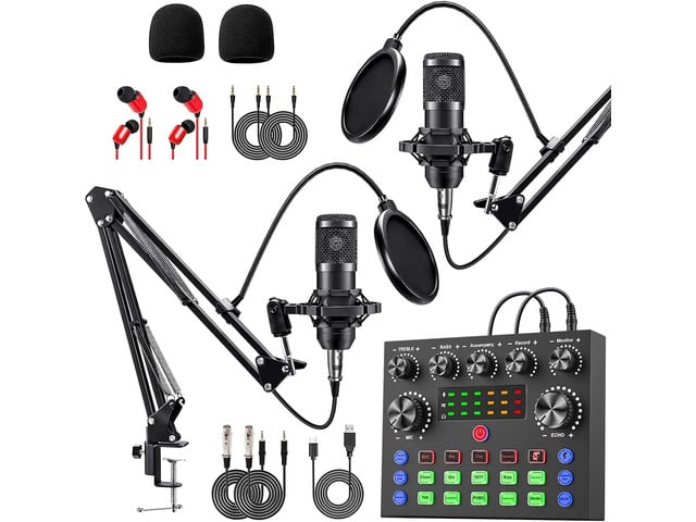 Podcast Equipment Bundle for 2, V8s Voice Changer with BM-800 Podcast Microphone Bundle - Studio Condenser Microphone Perfect for Podcasting,...