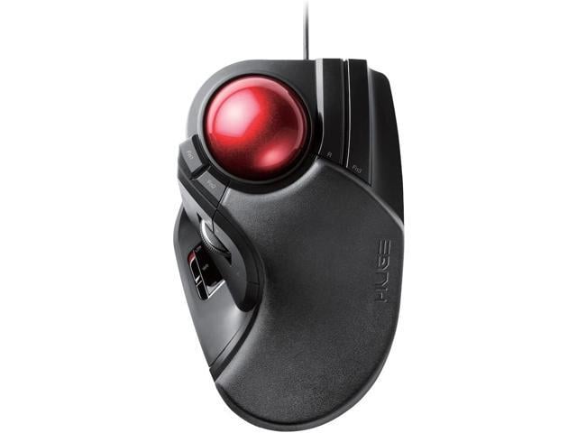 ELECOM HUGE Trackball Mouse, Wired, Finger-Operated, 8-Button Function, Palm Rest Attached, 52mm Smooth Red Ball Windows11, macOS (M-HT1URBK)