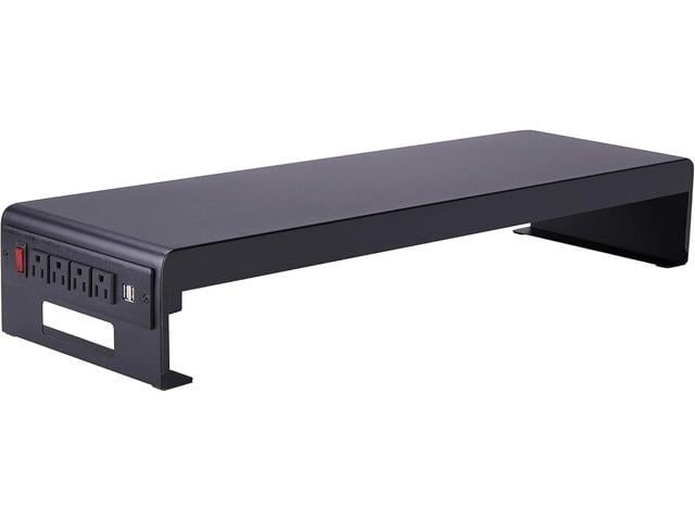 Rocelco 30' Premium Dual Monitor Stand with AC Power Supply & USB 2.0 Charging Metal Laptop TV PC Riser Shelf with Keyboard Mouse Storage and...