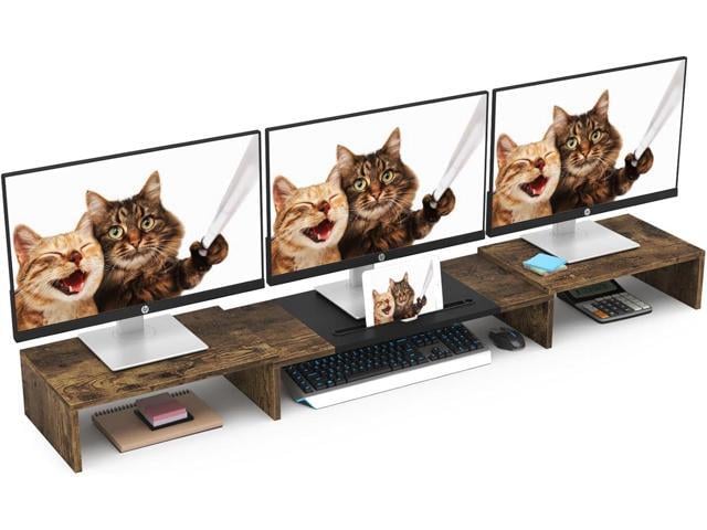 WESTREE Triple Dual Monitor Stand Riser, Extra Long Monitor Stand for 1~2~3 Monitors, Monitor Stand with Length and Angle Adjustable, 3 Shelf...