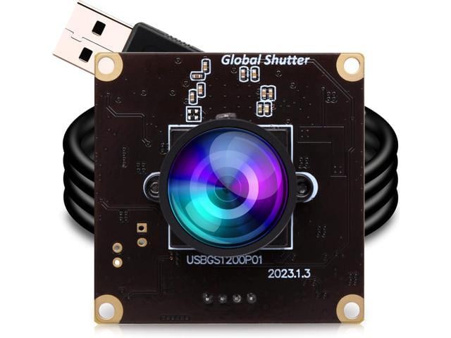 ELP High Speed Wide Angle Global Shutter USB Camera Module for Computer 1080P Mini UVC USB2.0 Webcam Board with 110degree No Distortion Lens AR0234...