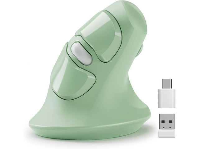 MicroPack Ergonomic Vertical Wireless Mouse, Silent Cordless Mouse with USB-A & Type-C Receiver, 800/1200/1600 DPI, 6 Buttons, Reduces Wrist Strain...